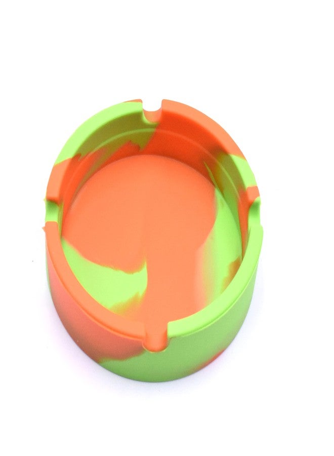 Camo Silicone ashtray,High Temperature Resistant Silicone Round Ashtray Smoking Accessories Cigars Cigarettes Ash Tray for Cigarettes Outdoor/Patio/Outside/Indoor/Office/Home Decor Using(Orange Green)